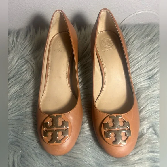 Tory Burch Janey 50mm Royal Tan Leather Pump Size 6